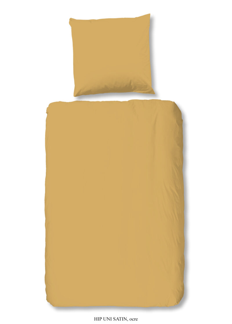 HIP Dekbedovertrek "uni dessin" - Oker - (135x200 cm) - Katoen Satijn