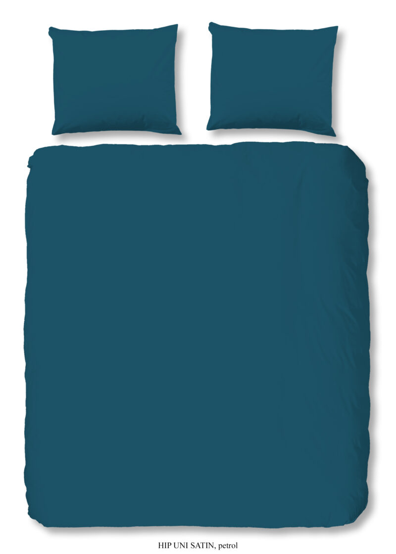 HIP Dekbedovertrek "uni dessin" - Petrol - (200x200/220 cm) - Katoen Satijn