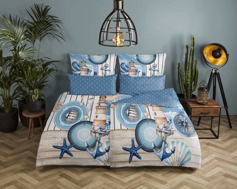 HIP Katoen Satijnen kussensloop "Aldiana" - Blauw