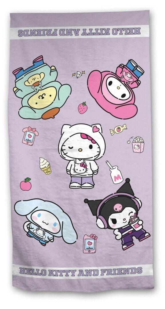Hello Kitty strandlaken paars 70 x 140 cm