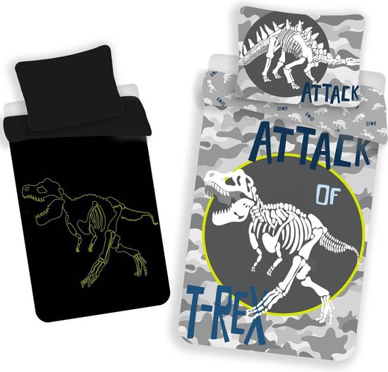 Jurassic World Dekbedovertrek T-Rex Glow in the Dark - 140 x 200 cm - Katoen - 70 x 90 cm 70 x 90 cm