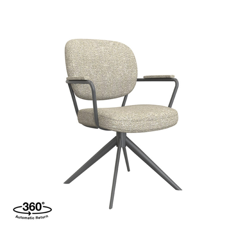 LABEL51 Eetkamerstoel Basel - Naturel - Boucle - Black Frame Basel