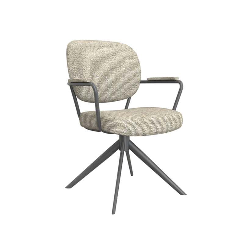 LABEL51 Eetkamerstoel Basel - Naturel - Boucle - Black Frame Boucle