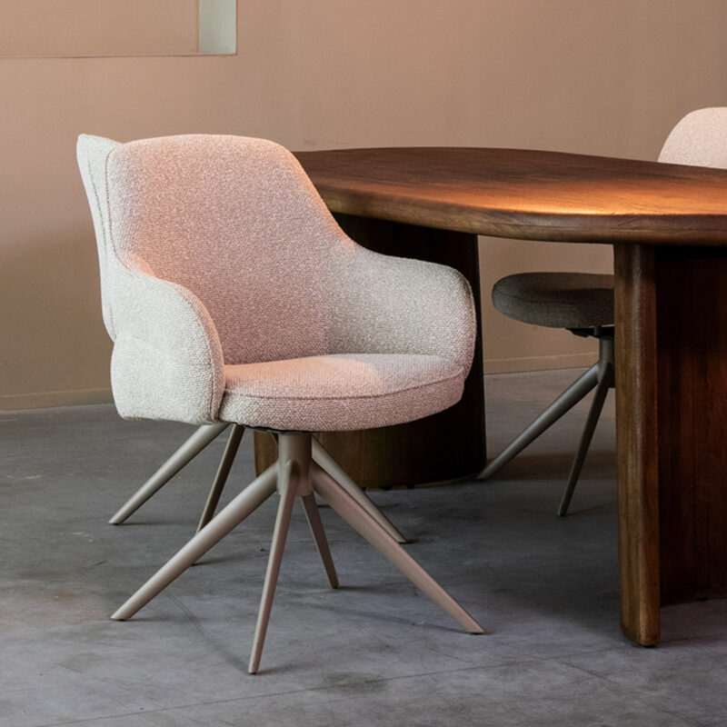 LABEL51 Eetkamerstoel Bern - Naturel - Boucle - Taupe Frame Bern