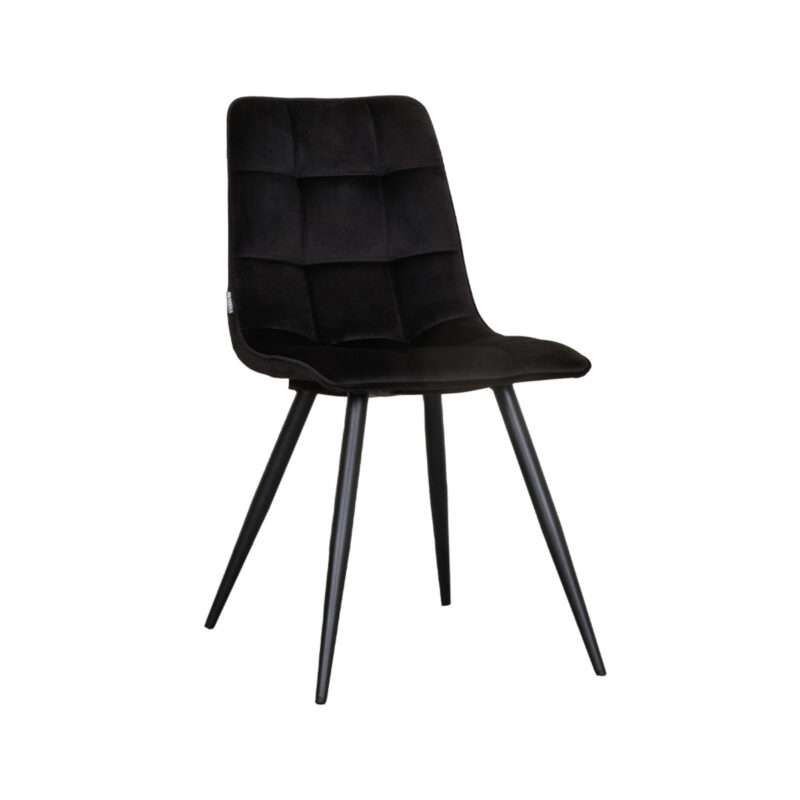 LABEL51 Eetkamerstoel Bistro - Zwart - Fluweel - Black Frame Bistro