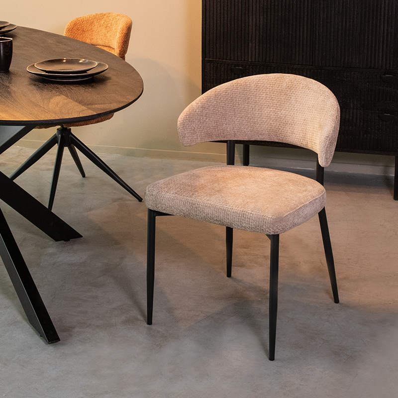 LABEL51 Eetkamerstoel Bliss - Clay - Elite - Zwart Metalen Frame