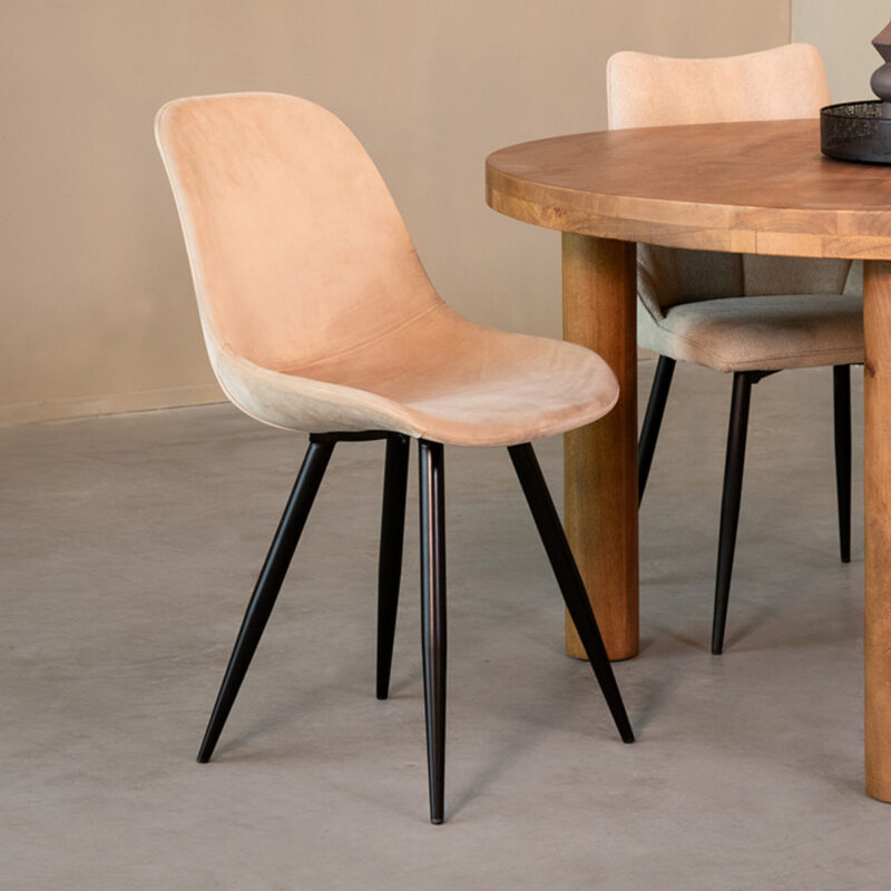 LABEL51 Eetkamerstoel Capri - Zand - Fluweel - Black Frame