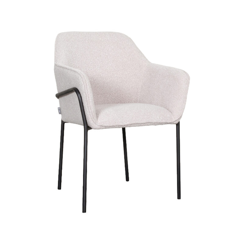 LABEL51 Eetkamerstoel Dexter - Naturel - Boucle - Black Frame Dexter