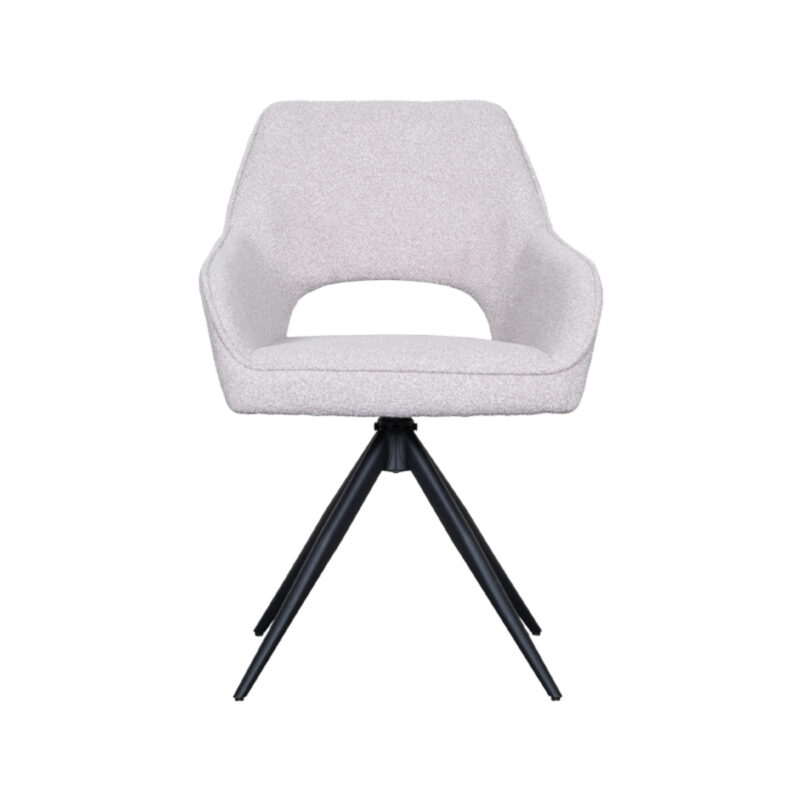 LABEL51 Eetkamerstoel Finley - Naturel - Boucle - Black Frame Boucle