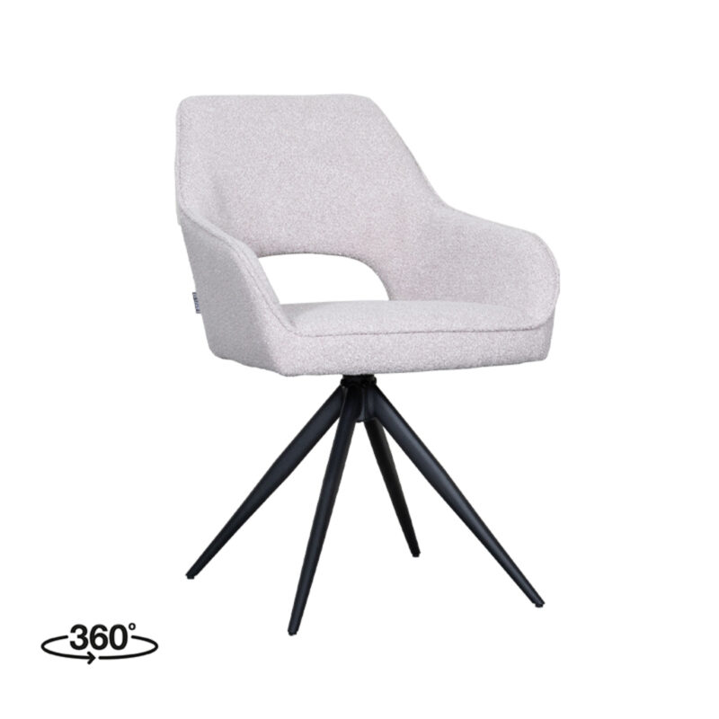 LABEL51 Eetkamerstoel Finley - Naturel - Boucle - Black Frame