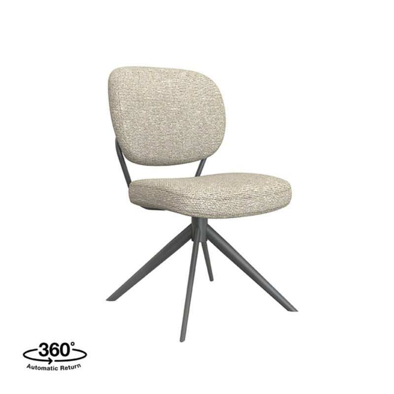 LABEL51 Eetkamerstoel Geneva - Naturel - Boucle - Black Frame Geneva