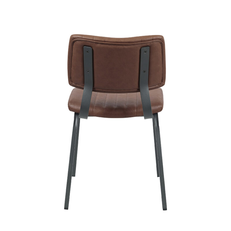 LABEL51 Eetkamerstoel Gusto - Bruin - PU-Leder - Black Frame PU-Leder