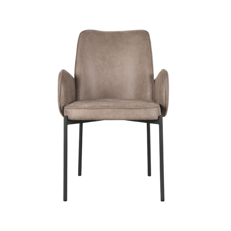 LABEL51 Eetkamerstoel Joni - Taupe - Micro Suede - Black Frame Micro Suede
