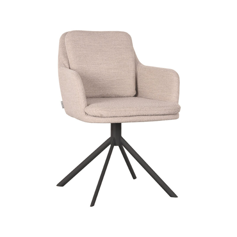 LABEL51 Eetkamerstoel Joy - Naturel - Boucle - Black Frame Boucle