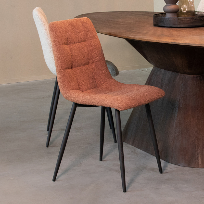 LABEL51 Eetkamerstoel Juul - Terra - Boucle - Zwart Metalen Frame