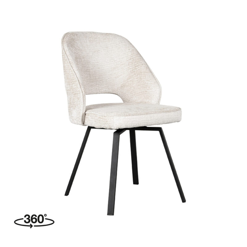 LABEL51 Eetkamerstoel Lewis - Crème - Elegance - Black Frame Lewis