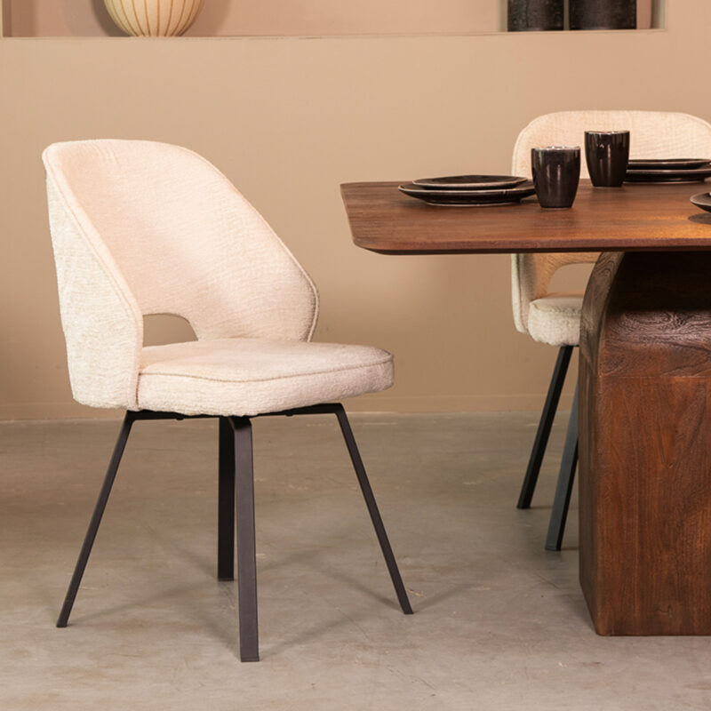 LABEL51 Eetkamerstoel Lewis - Crème - Elegance - Black Frame