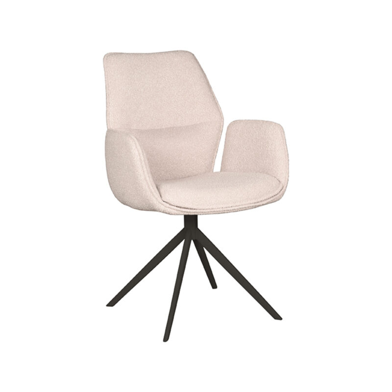 LABEL51 Eetkamerstoel Mellow - Naturel - Boucle - Black Frame Mellow