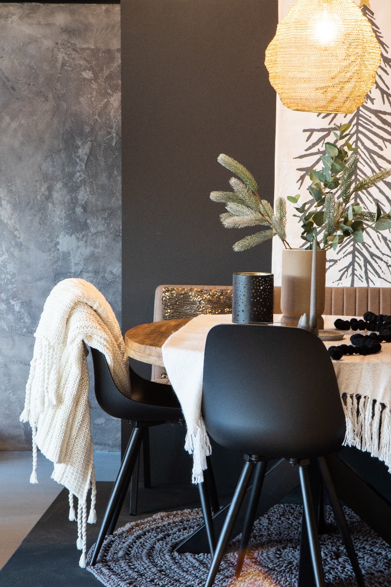 LABEL51 Eetkamerstoel Monza - Zwart - Kunststof - Black Frame Monza