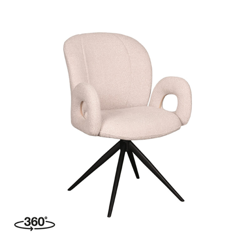 LABEL51 Eetkamerstoel Neo - Naturel - Boucle - Black Frame Neo