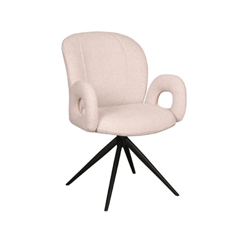 LABEL51 Eetkamerstoel Neo - Naturel - Boucle - Black Frame Boucle