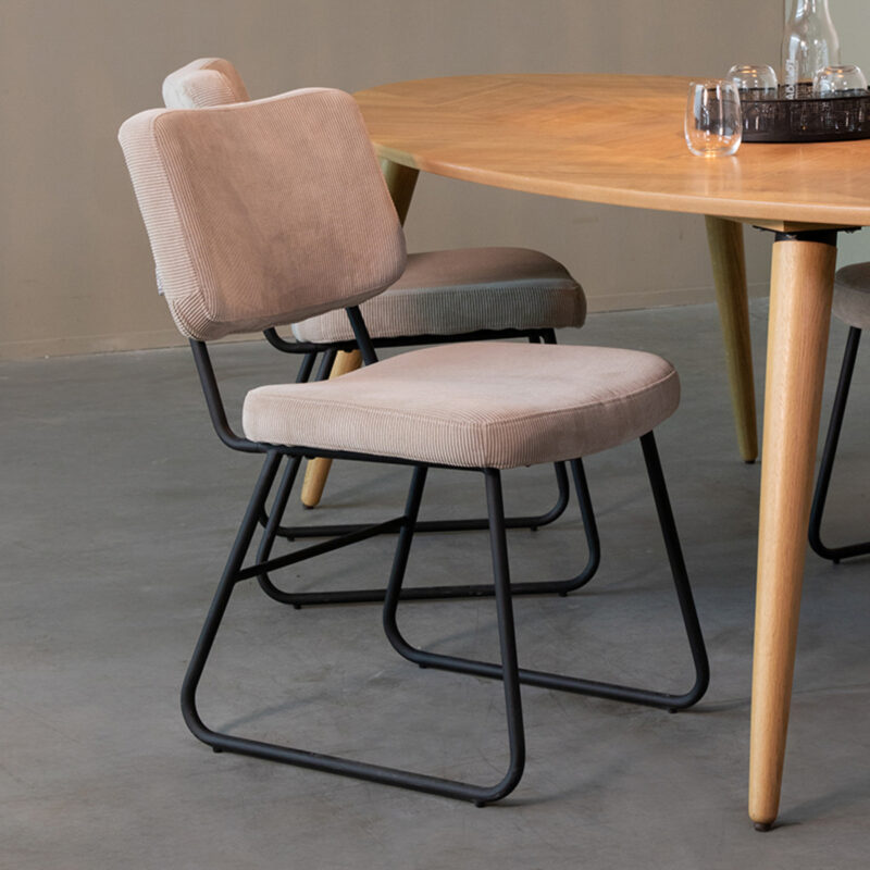 LABEL51 Eetkamerstoel Noah - Naturel - Ribcord - Black Frame