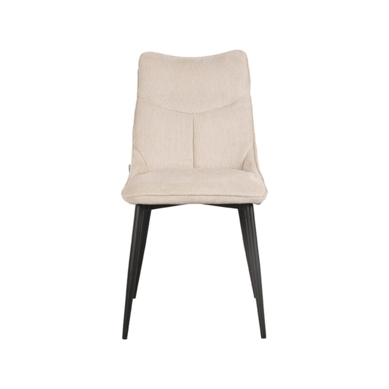 LABEL51 Eetkamerstoel Riv - Naturel - Stof - Black Frame Stof