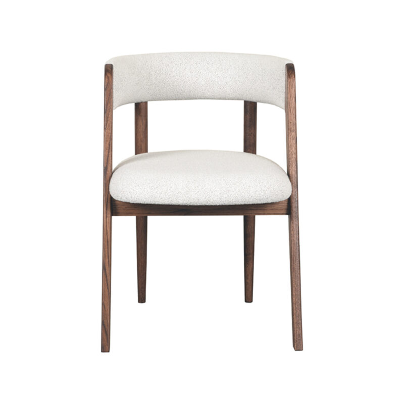 LABEL51 Eetkamerstoel Sasha - Wit - Boucle - Walnut Oak Frame Boucle