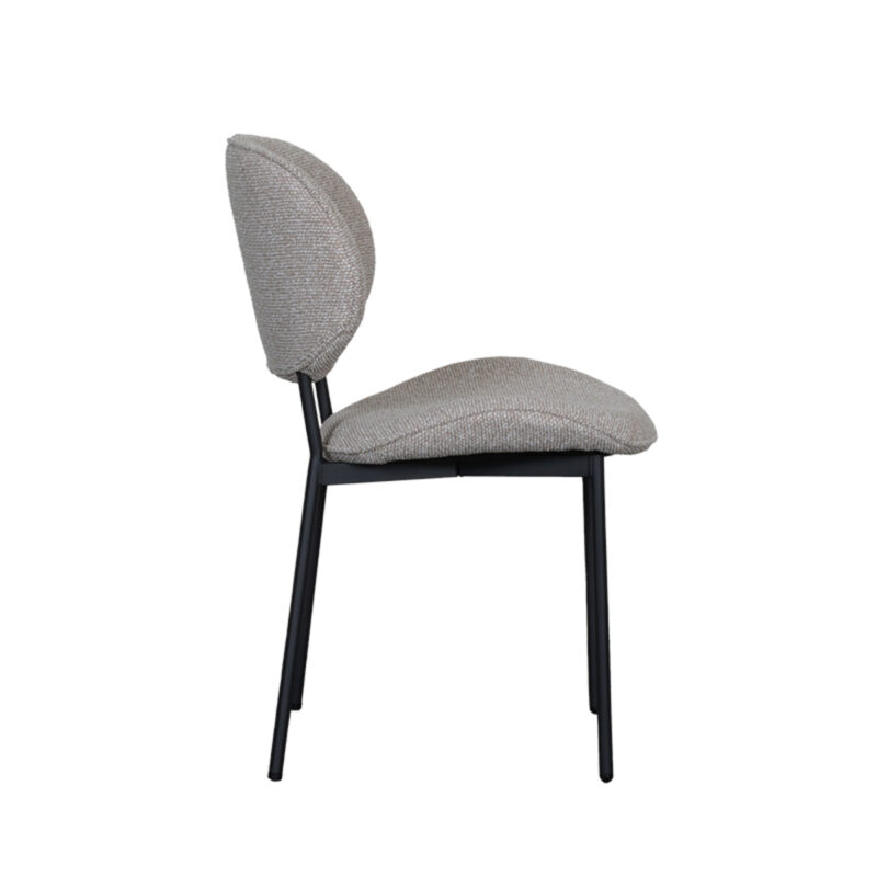 LABEL51 Eetkamerstoel Senn - Naturel - Boucle - Black Frame Boucle