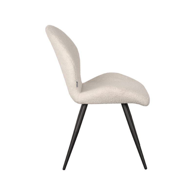 LABEL51 Eetkamerstoel Sky - Ivoor - Teddy - Zwart Metalen Frame Teddy