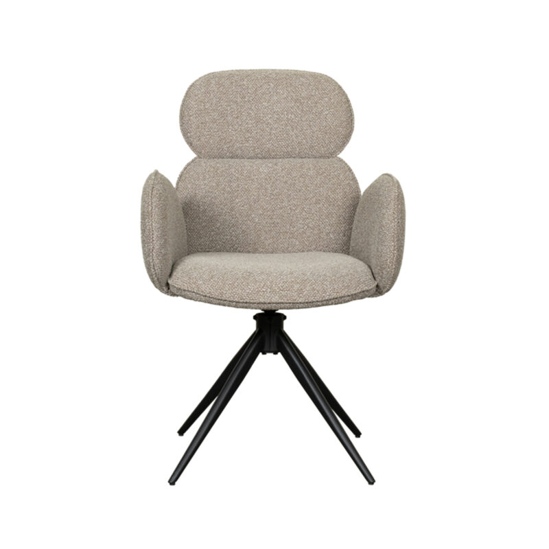 LABEL51 Eetkamerstoel Vidar - Naturel - Boucle - Black Frame Boucle