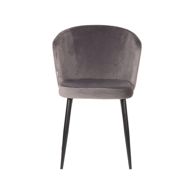 LABEL51 Eetkamerstoel Wave - Grijs - Fluweel - Black Frame Wave