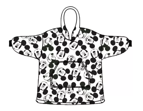 Mickey Mouse Hoodie Fleece deken Black White