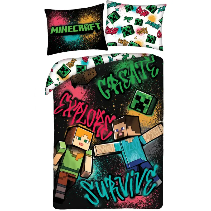 Minecraft Dekbedovertrek Create - 140 x 200 cm - 70 x 90 cm - Polyester
