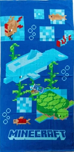 Minecraft Strandlaken Aqua 70 x 140 cm - katoen