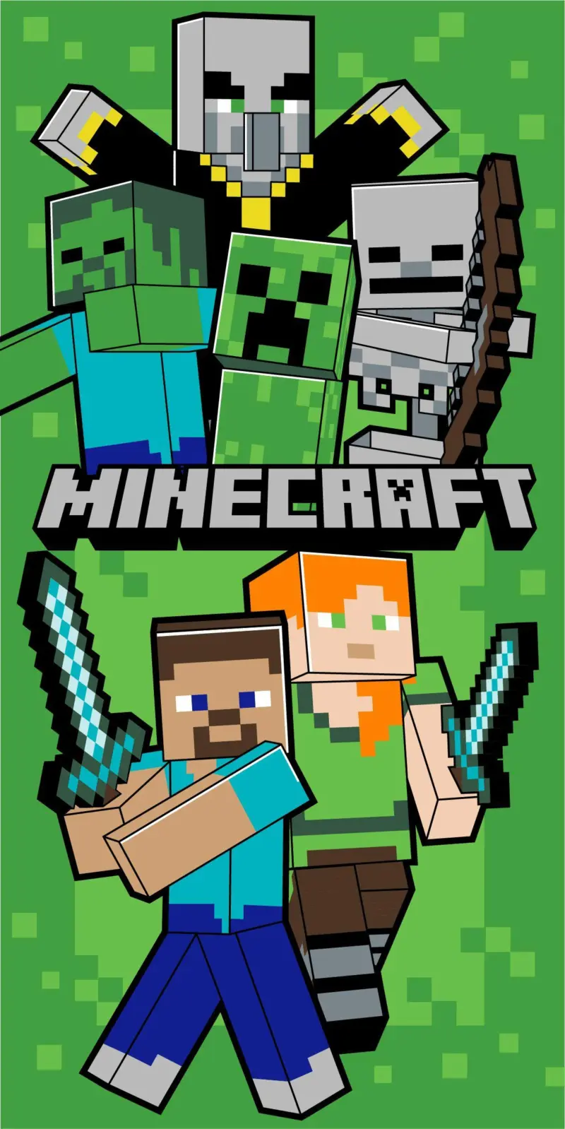 Minecraft Strandlaken Survive 70 x 140 cm groen