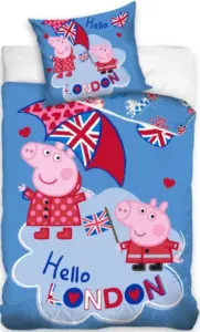 Peppa Pig Londen Dekbedovertrek 140 x 200 cm katoen
