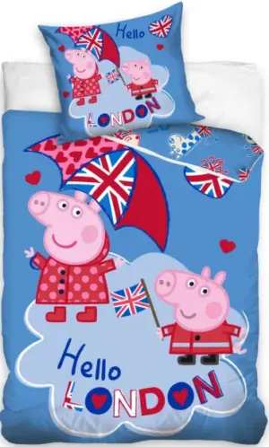 Peppa Pig Londen Dekbedovertrek 140 x 200 cm katoen