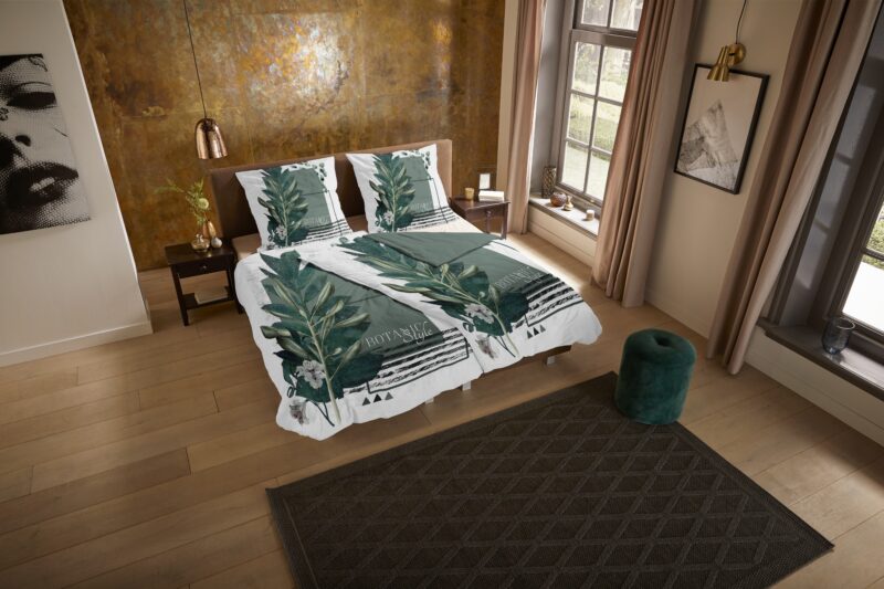Pure Microfiber dekbedovertrek  "Green Boho" - Groen