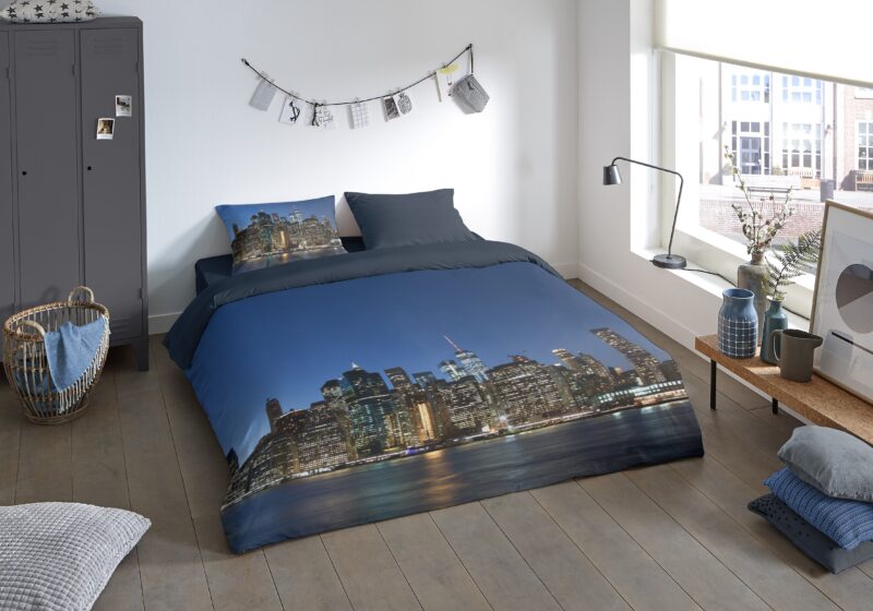 Pure Microfiber dekbedovertrek  "NY City" - Blauw