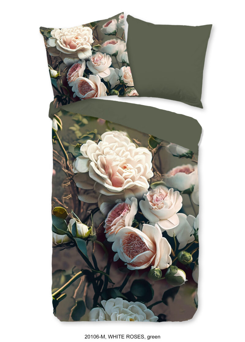 Pure Dekbedovertrek "bloemen" - Groen - (135x200 cm) - Microfiber