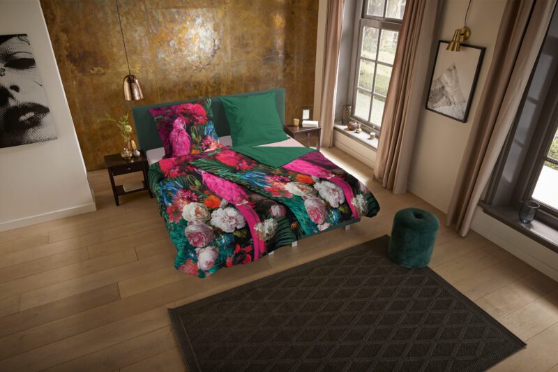 bladeren en een papagaai" - Multi - (135x200 cm) - Microfiber