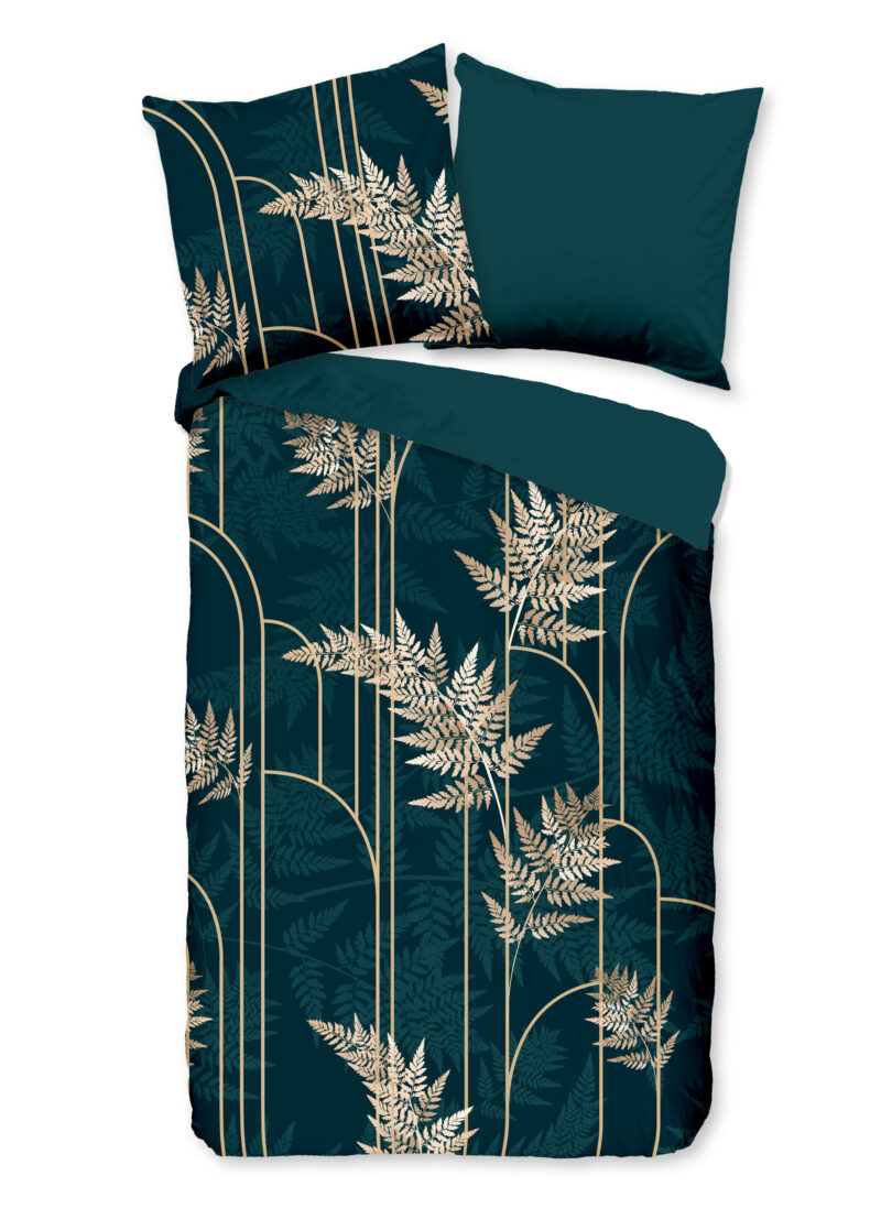 Pure Dekbedovertrek "gouden bladeren" - Groen - (135x200 cm) - Microfiber