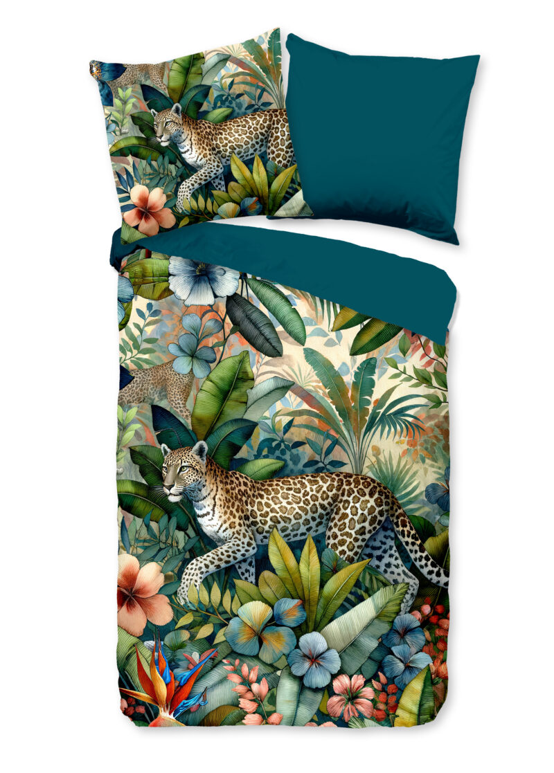 Pure Dekbedovertrek "luipaard met bladeren" - Multi - (135x200 cm) - Microfiber
