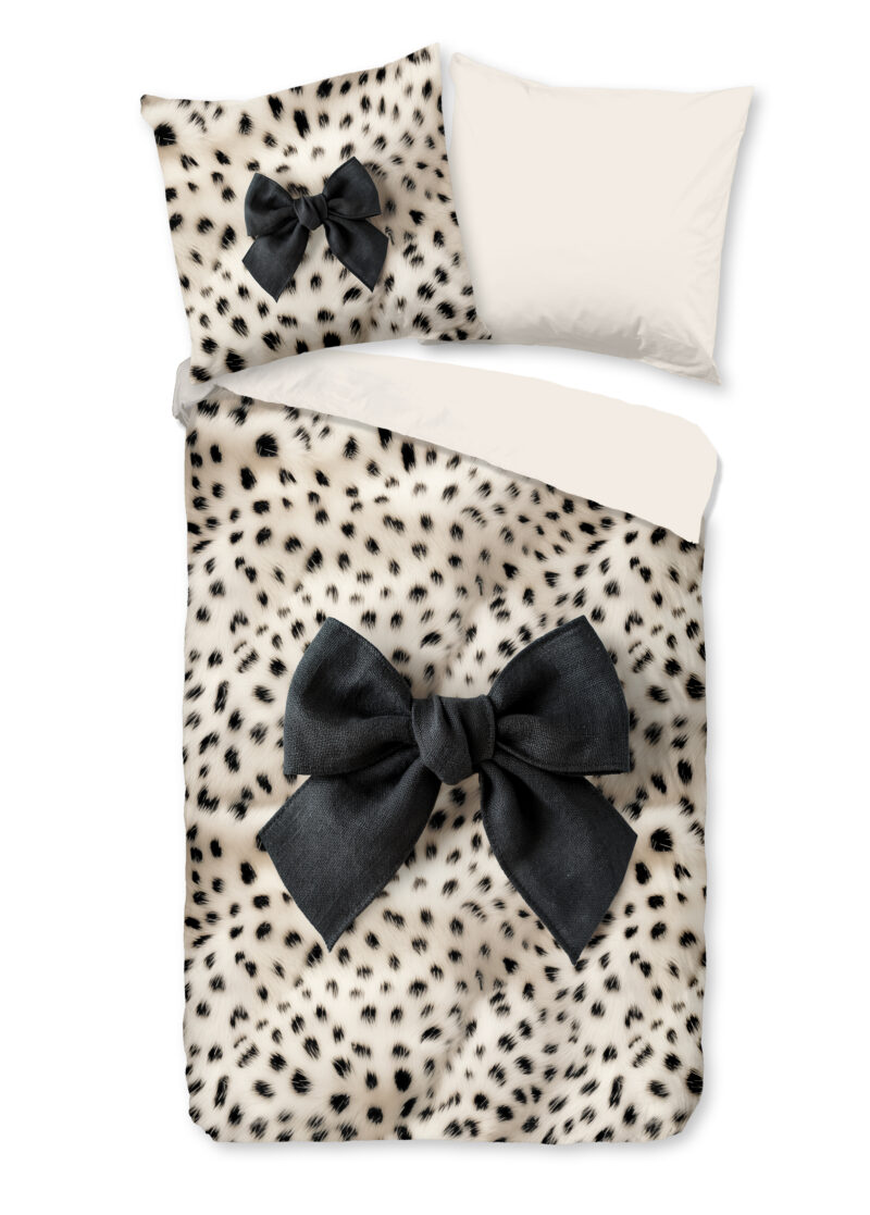 Pure Dekbedovertrek "luipaardprint met strik" - Wit - (135x200 cm) - Microfiber