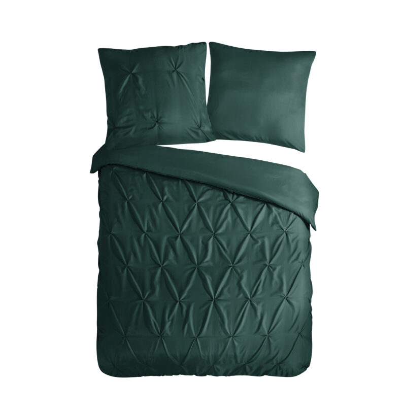 Pure Dekbedovertrek "luxe stiksel plooien" - Groen - (135x200 cm) - Microfiber