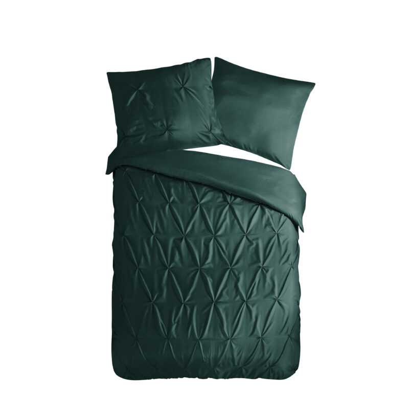 Pure Dekbedovertrek "luxe stiksel plooien" - Groen - (140x200/220 cm) - Microfiber