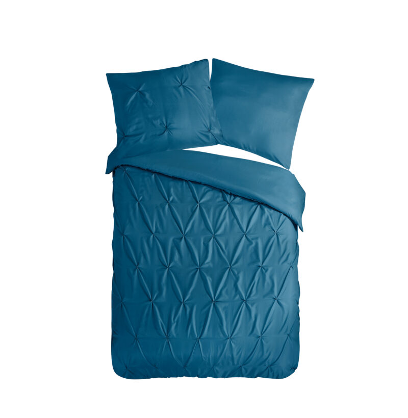 Pure Dekbedovertrek "luxe stiksel plooien" - Petrol - (140x200/220 cm) - Microfiber