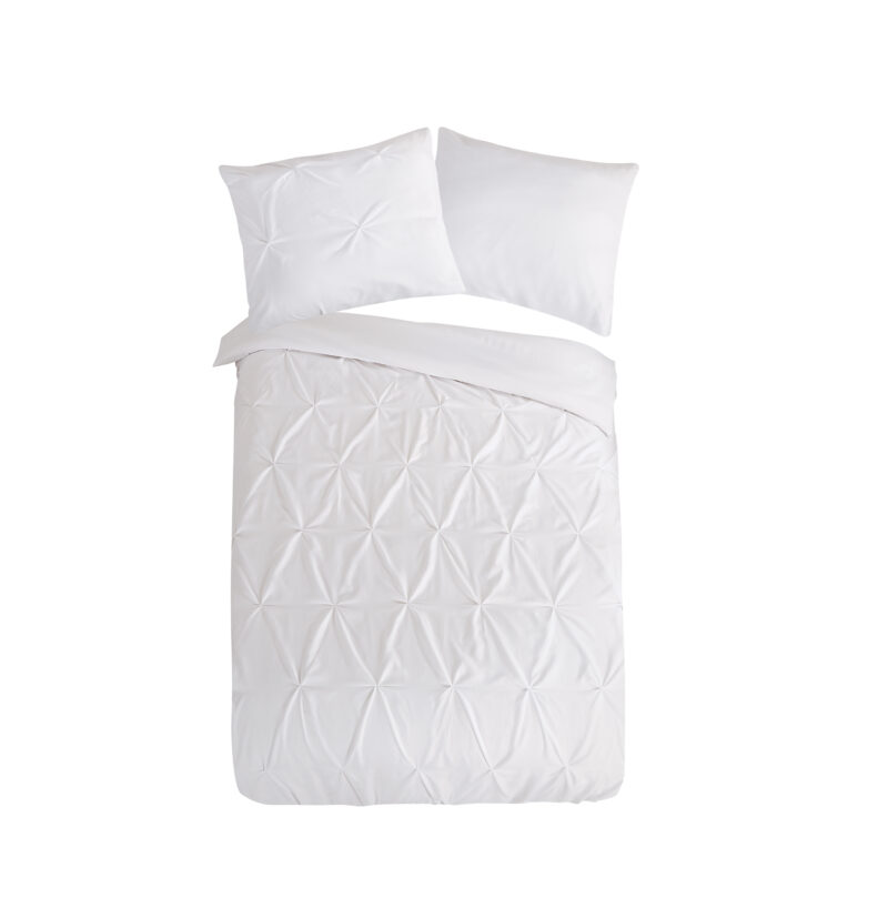Pure Dekbedovertrek "luxe stiksel plooien" - Wit - (140x200/220 cm) - Microfiber