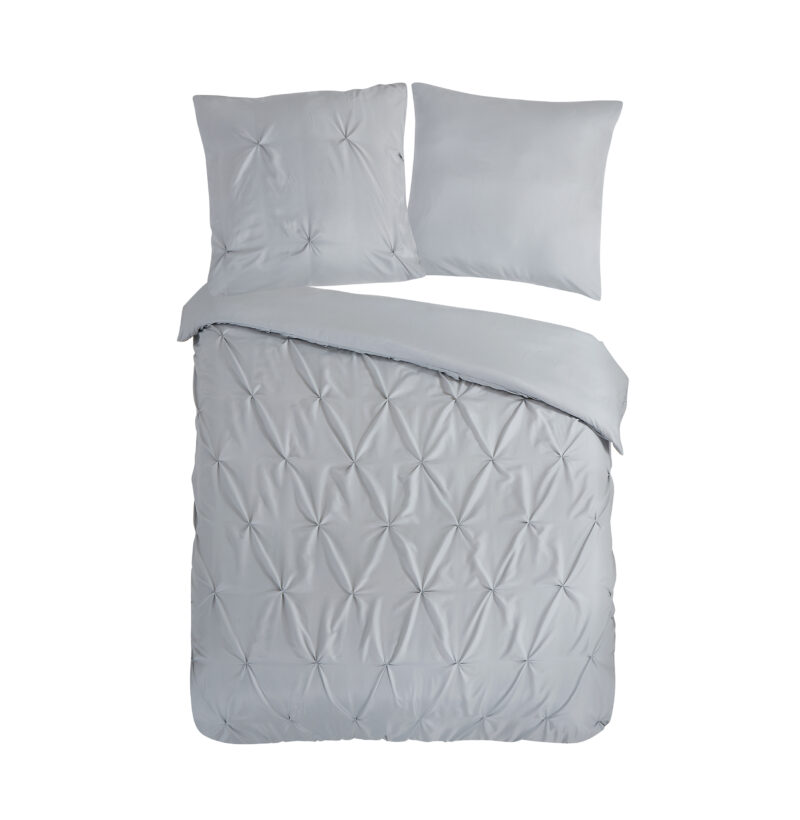 Pure Dekbedovertrek "luxe stiksel plooien" - Zilver - (135x200 cm) - Microfiber